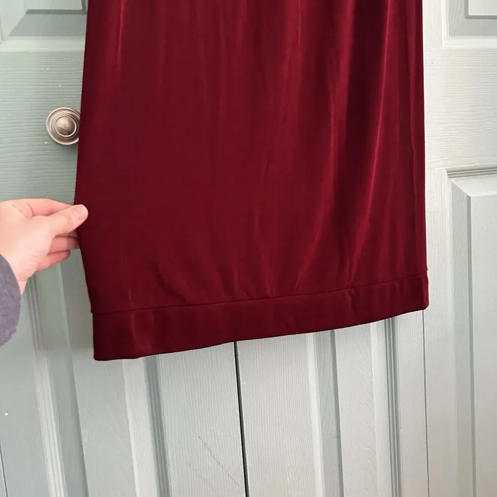 Vtg FLAX by Jeanne Engelhart Women Burgundy Maxi‎ Skirt Small Elastic Waist - Picture 5 of 8